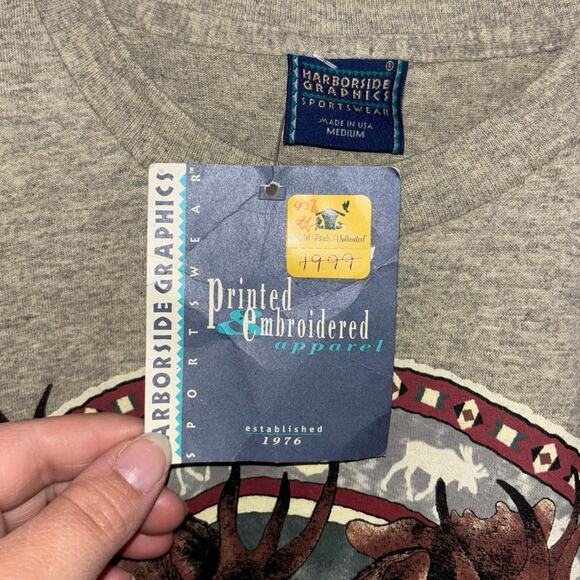 Vintage Harborside Graphics moose graphic double-sided image t-shirt NWT Medium - Picture 3 of 9